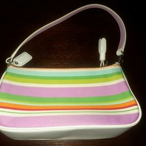 Coach vintage handbag White leather and multicolor